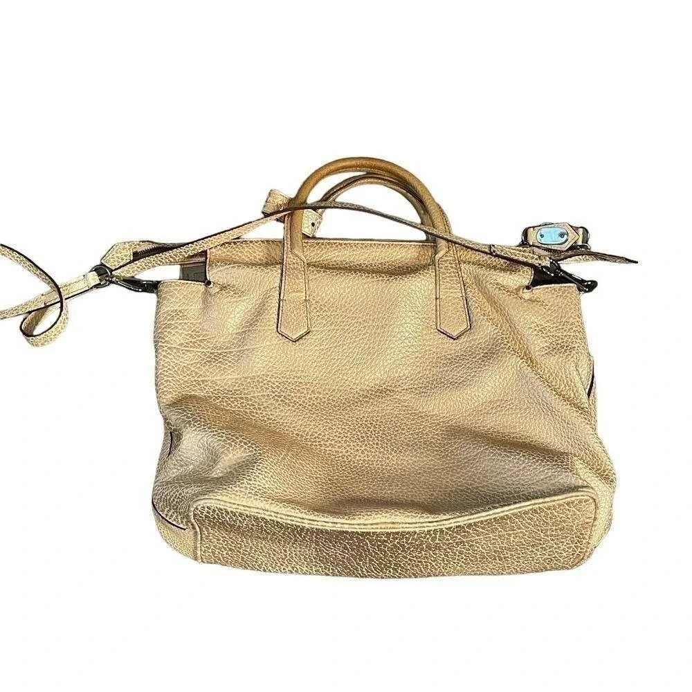 Reed Krakoff Metallic Textured Leather Satchel Crossbody Shoulder‎ Bag Gold